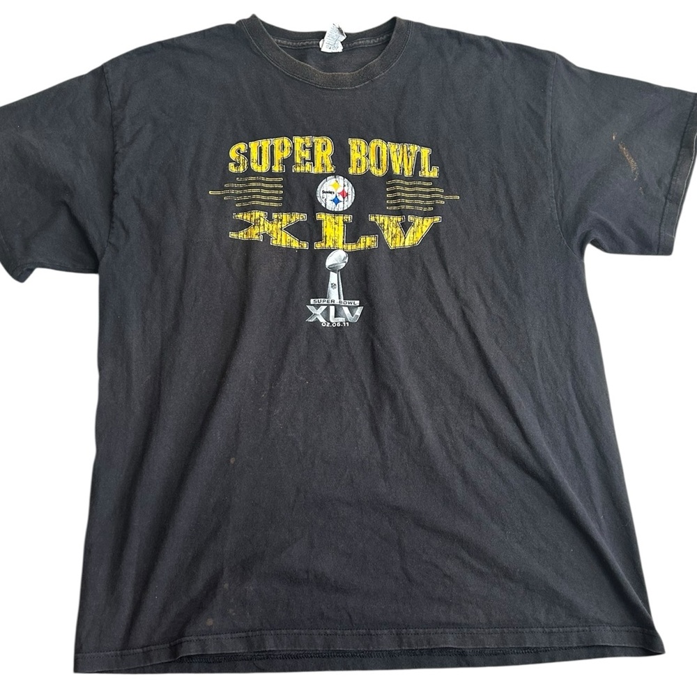 VTG‎ Pittsburgh Steelers Super Bowl XLV Black NFL Football T-Shirt Men’s XL 2011